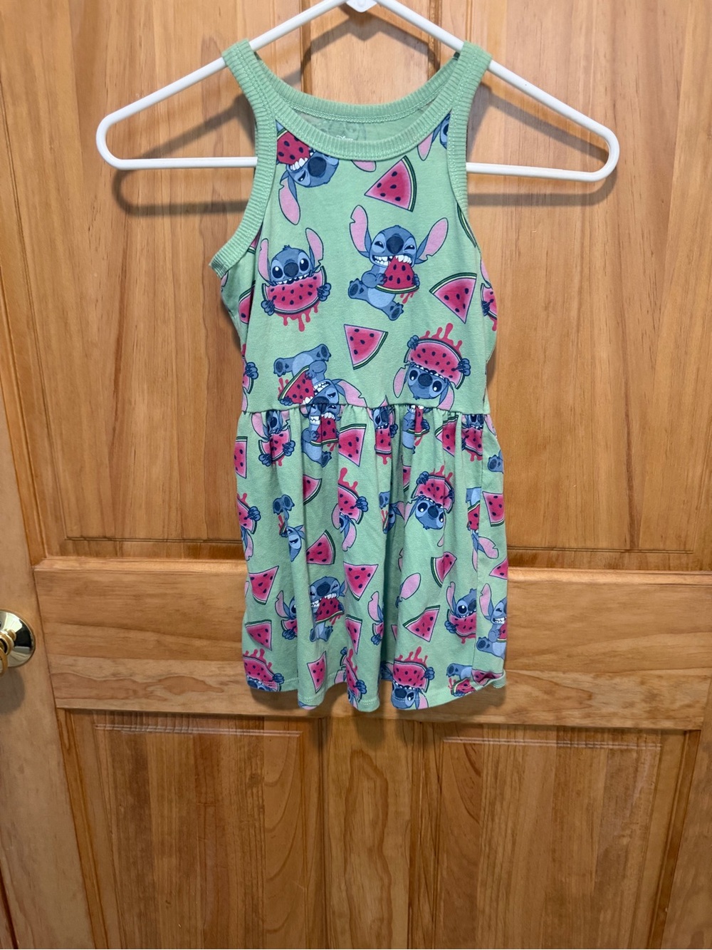 Disney Stitch Watermelon Green Sleeveless Dress Girls Size 6 6X
